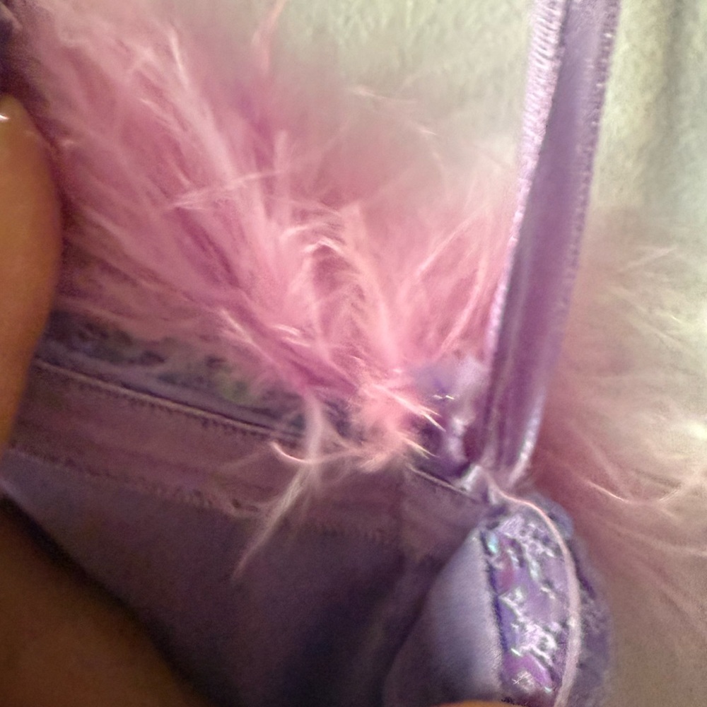 Honey & Rosie Formal Iridescent Sequin Feather Dress Purple Pink XS $129 Prom - Picture 6 of 8